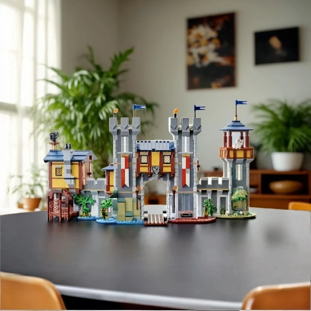 Model Kit New - 1426-teiliges Neues Mittelalterliches Schloss-Architektur-Set Geburtstagsgeschenk Kompatibel