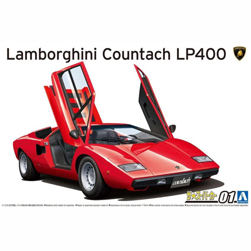 Model Kit Lamborghini - Statisch zusammengebautes Automodell Aoshima-05804 Lamborghini Countach